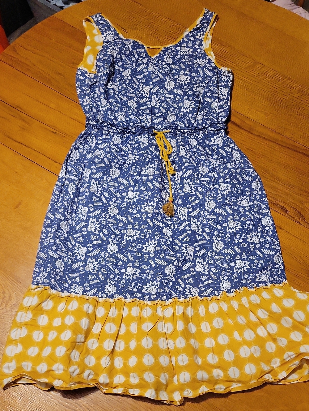 Matilda Jane Blue & Yellow Printed Maxi Dress with Drawstring